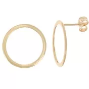 Pendientes huecos planos 20 mm - 3 micras dorados x2