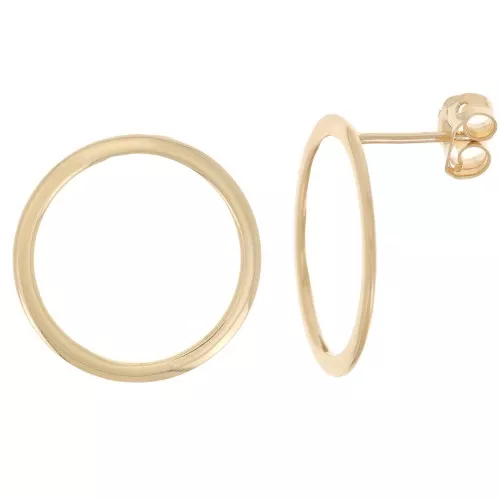 Pendientes huecos planos 20 mm - 3 micras dorados x2