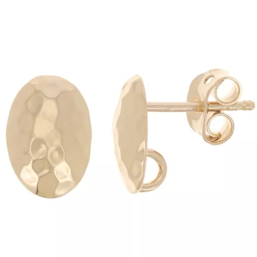 Pendientes ovalados martillados 10x7 mm - anilla abierta - 3 micras baño de oro x2