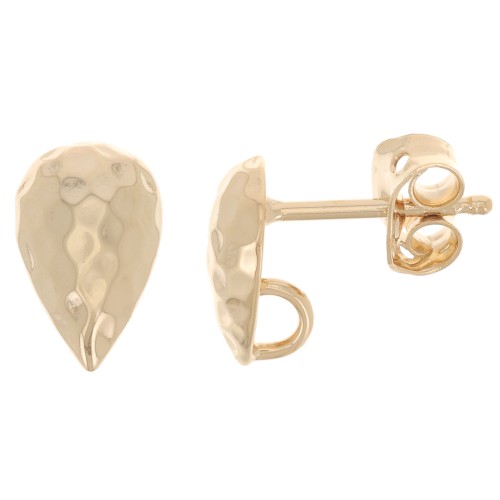 Pendientes martillados 10x6,5 mm - aro abierto - baño de oro de 3 micras x2
