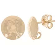 Pendientes redondos martillados 11 mm - abierto atrás - 3 micras chapado en oro x2