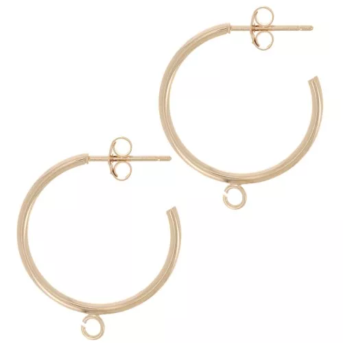 Pendientes de aro abierto de 21 mm con anilla abierta - chapado en oro de 3 micras x2
