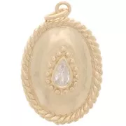 Colgante Ovalado Efecto Cuerda 24x16mm Óxido de Circonio Chapado oro 3 cristal