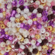 Cuentas de Rocalla Preciosa 8/0 3 mm - Mezcla opaca - Transparente melocotón - Violeta x20 g