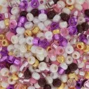 Cuentas de Rocalla Preciosa 8/0 3 mm - Mezcla opaca - Transparente melocotón - Violeta x20 g