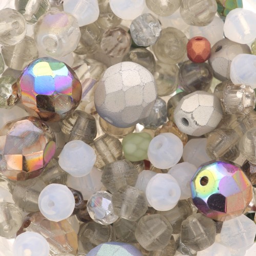 Surtido de abalorios de bohemia - Mezcla de abalorios - Marrón - Blanco x50g