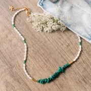 Chips 5 - 8 mm cuentas de piedras preciosas - Malaquita x78cm