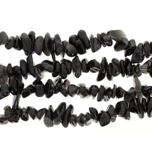Chips 3 - 5 mm cuentas de piedras preciosas - Ágata Negro x80cm