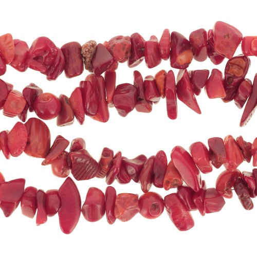 5 - 8 mm cuentas de bambú de mar teñido chip - Coral Rojo x80cm