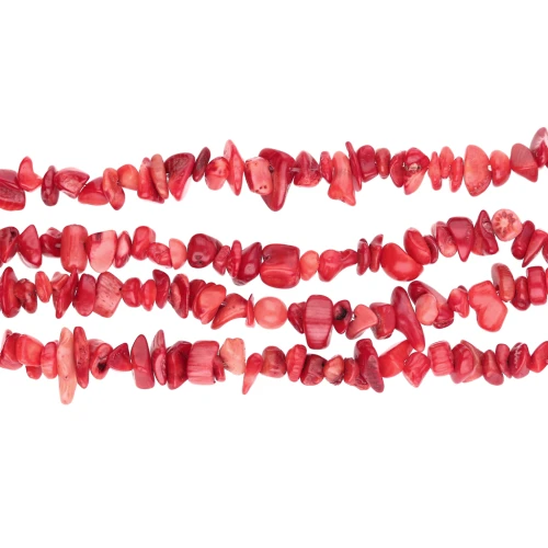 5 - 8 mm cuentas de bambú de mar teñido chip - Coral Rojo x80cm