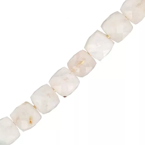 Cubo facetado  4.5x4.5 mm perlas de piedras preciosas - Piedra luna x10