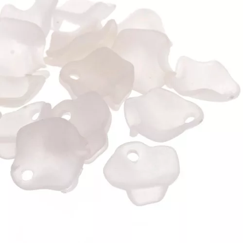 Pétalos de flores irregulares 15 mm en acrílico esmerilado - Blanco x15