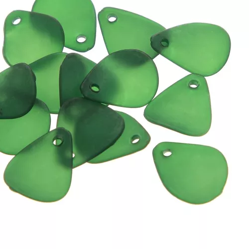 Pétalos de flor lisos de 17 mm en acrílico esmerilado - Verde oscuro x15