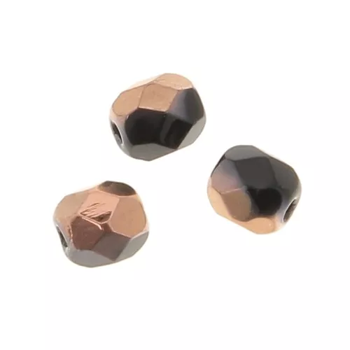 Facetadas 4 mm Jet Capri Gold x50