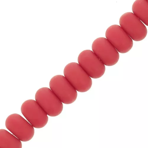 Cuentas redondas - Heishi perlas de Cristal 8x5 mm - Red mat x40cm