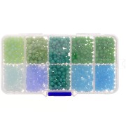 Surtido de cuentas facetadas redondas - Redondas aplanadas 4x3mm - Verde - Azul x1000|raw }}