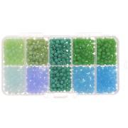 Surtido de cuentas facetadas redondas - Redondas aplanadas 4x3mm - Verde - Azul x1000