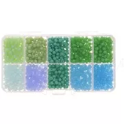 Surtido de cuentas facetadas redondas - Redondas aplanadas 4x3mm - Verde - Azul x1000