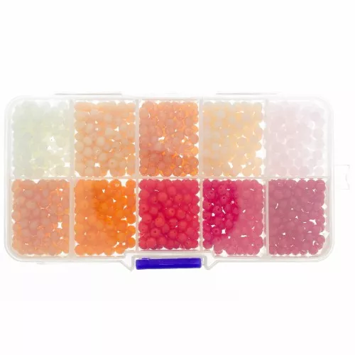 Surtido de cuentas facetadas redondas - Redondas aplanadas 4x3 mm Rosa - Rojo x1000