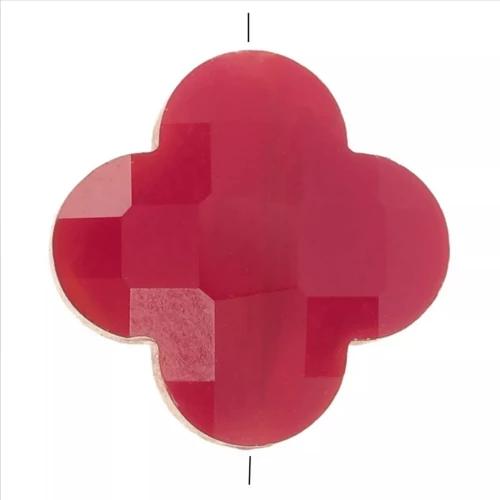 Cuenta Facetada Trébol 12 mm en Cristal - Roja x1