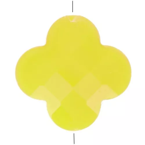 Cuenta Facetada Trébol 12 mm en Cristal - Amarillo x1