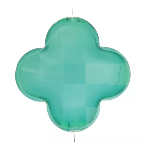 Cuenta Facetada Trébol 12 mm en Cristal - Verde Pato x1