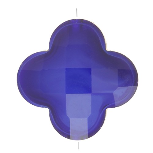 Cuenta Facetada Trébol 12 mm en Cristal - Azul Oscuro x1