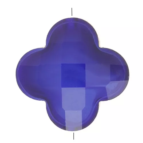 Cuenta Facetada Trébol 12 mm en Cristal - Azul Oscuro x1