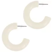 Pendientes de aro con alambre redondo de resina opaca 33 mm - Crudo x2