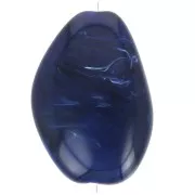 Cuenta acrílica plana irregular 38x26 mm - Azul marino jaspeado x1