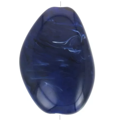 Cuenta acrílica plana irregular 38x26 mm - Azul marino jaspeado x1