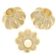 Cuentas redondas efecto flor 8 mm - Doradas x4