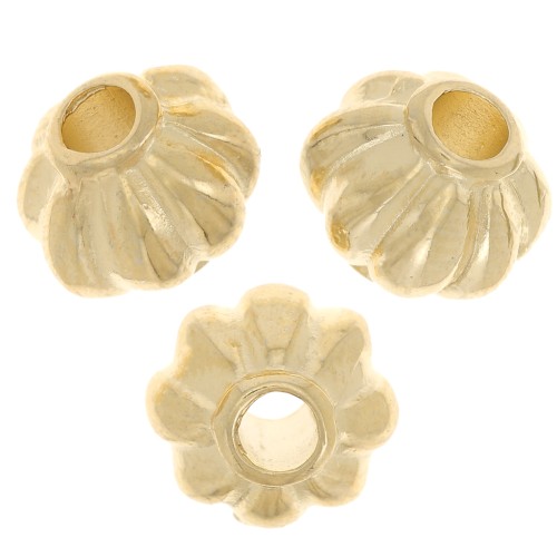 Cuentas redondas efecto flor 8 mm - Doradas x4