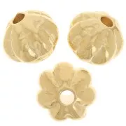 Cuentas redondas aplanadas efecto flor 7,5 mm - Doradas x4