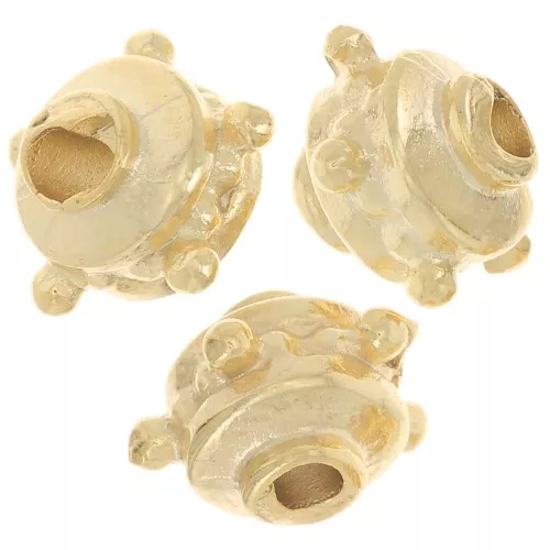 Cuentas redondas aplanadas 8x6 mm con bolitas - Dorado x5