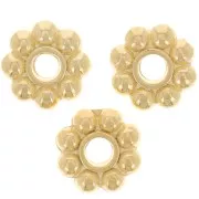 Cuentas flor 7 mm - Dorado oro fino x10