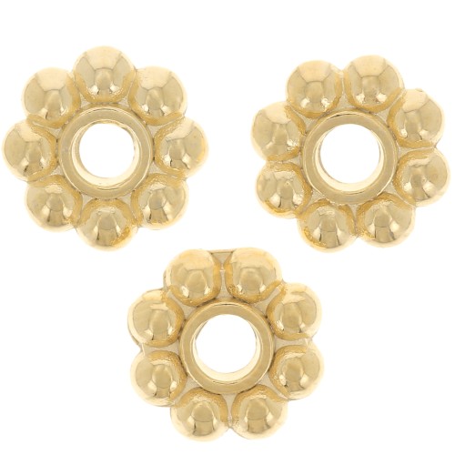 Cuentas flor 7 mm - Dorado oro fino x10