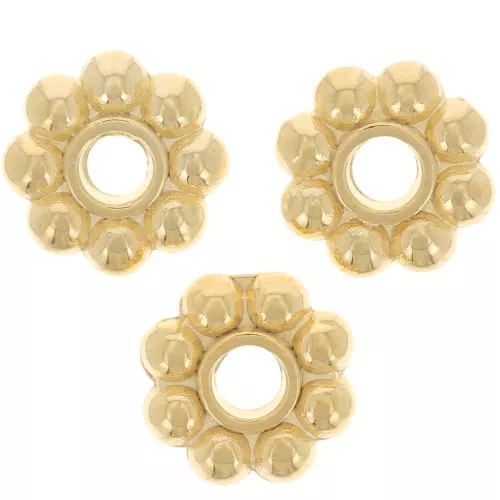 Cuentas flor 7 mm - Dorado oro fino x10