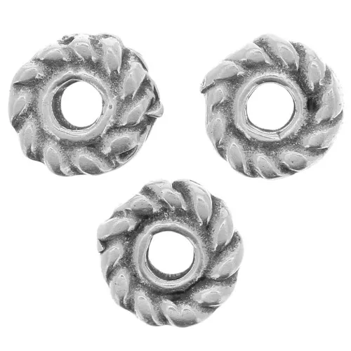 Arandela efecto cuerda 5 mm - Plateado envejecida x10