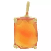 Colgante rectángulo facetado engastado garra 12x6mm Plata 925 ORO - Cornalina