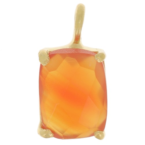 Colgante rectángulo facetado engastado garra 12x6mm Plata 925 ORO - Cornalina