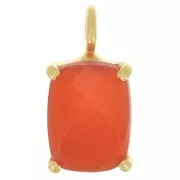 Colgante rectángulo facetado engastado garra 12x6mm - Plata 925 Dorado Fino - Onix Rojo