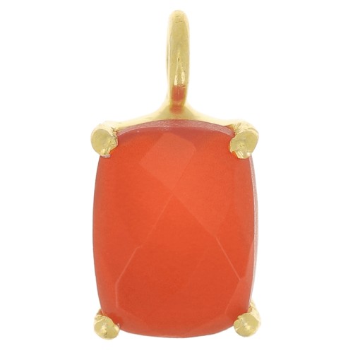 Colgante rectángulo facetado engastado garra 12x6mm - Plata 925 Dorado Fino - Onix Rojo