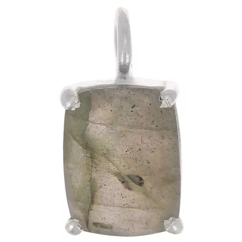 Colgante rectángulo facetado con engaste garra 12x6 mm - Plata 925 - Labradorita