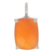 Colgante rectángulo facetado con engaste garra 12x6 mm - Plata 925 - Cornalina