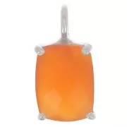 Colgante rectángulo facetado con engaste garra 12x6 mm - Plata 925 - Cornalina