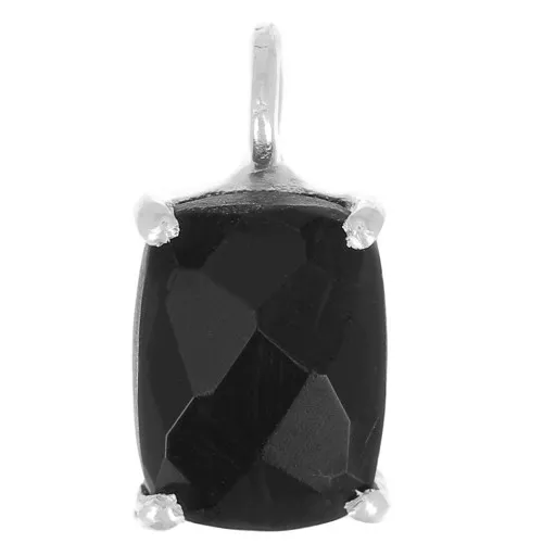 Colgante rectángulo facetado con engaste de garra 12x6 mm - Plata de ley 925 - Ónix negro