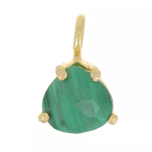 Colgante triángulo facetado engastado en garra 10x7 mm Plata 925 ORO - Malaquita