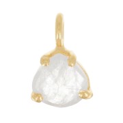 Colgante triángulo facetado engastado garra 10x7mm Plata 925 ORO -Piedra luna