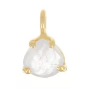 Colgante triángulo facetado engastado garra 10x7mm Plata 925 ORO -Piedra luna